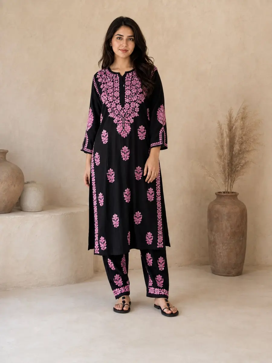 Chikankari Kurta Palazzo Set - Image 1 of 2