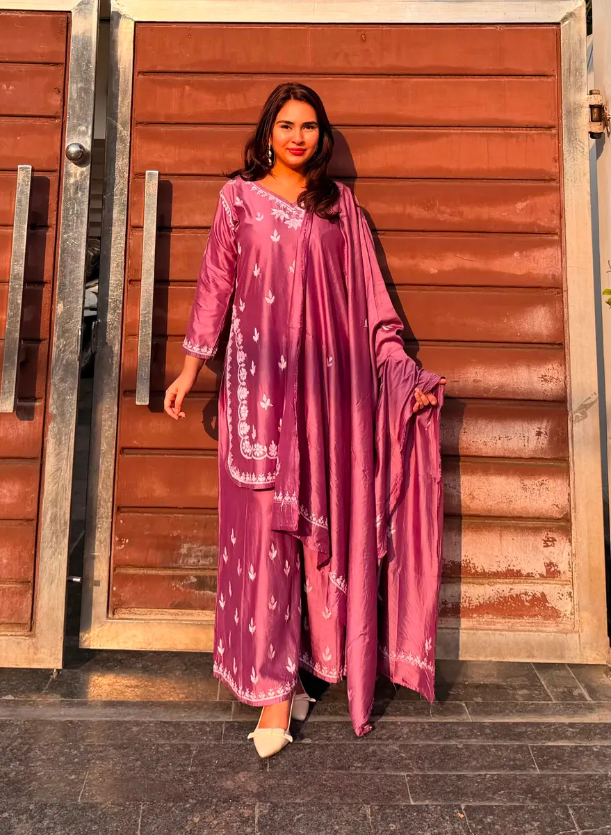 Chikankari Cotton Kurta Palazzo Set Multicolor - Image 1 of 5
