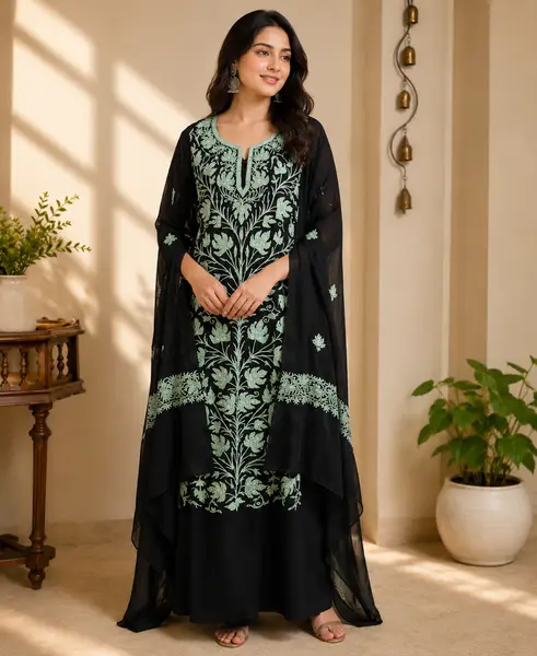Kashmiri Georgette Suit with Aari Work Embroidery (Unstitched) — image 1 of 3