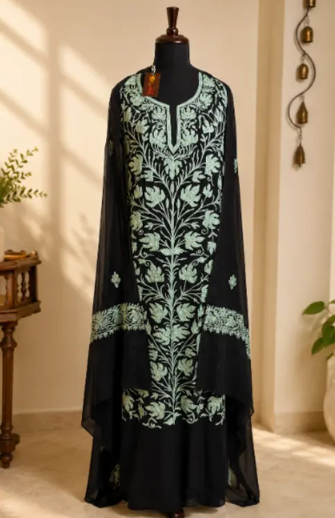 Kashmiri Georgette Suit with Aari Work Embroidery (Unstitched) thumbnail 2