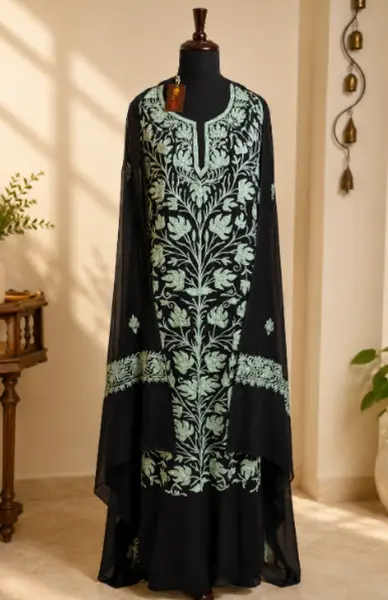 Kashmiri Georgette Suit with Aari Work Embroidery (Unstitched) — image 2 of 3