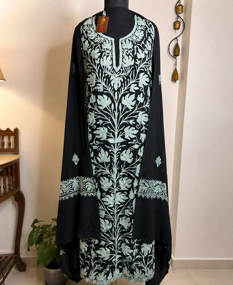 Kashmiri Georgette Suit with Aari Work Embroidery (Unstitched) thumbnail 3