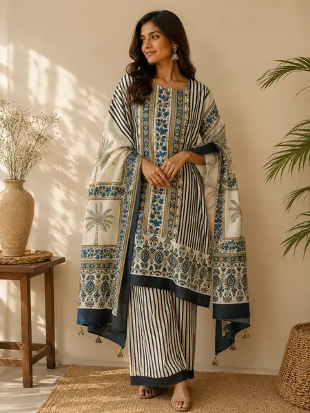 Ajrakh Blockprint Cotton Suit Printed (Unstitched) — image 1 of 5