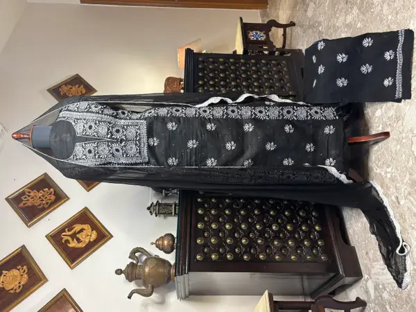 Chikankari Black Cotton Voile Suit (Unstitched) — image 3 of 3
