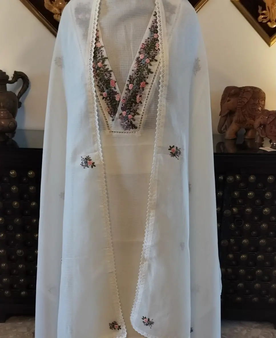 Kota Silk  Suits with Hand Embroidery (Unstitched) thumbnail 2