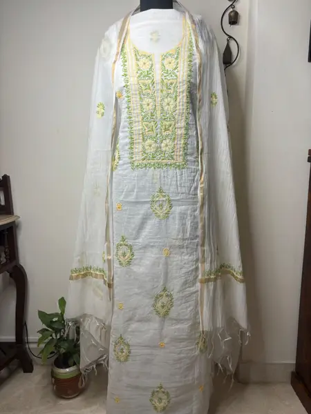 Chikankari Kurta Dupatta Set Mul Chanderi (Unstiched) — image 2 of 4