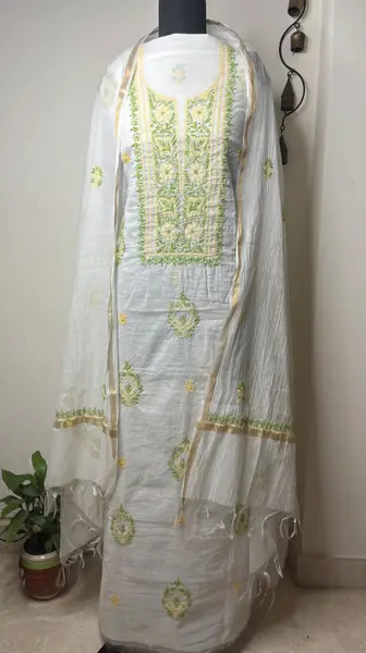 Chikankari Kurta Dupatta Set Mul Chanderi (Unstiched) — image 4 of 4
